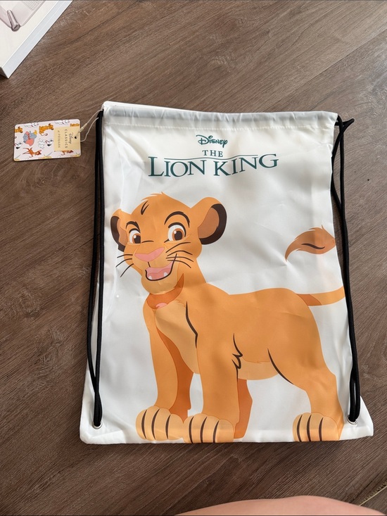 Disney Other - NWT Disney Lion King Kids White & Orange Simba Drawstring Bag with Black Cords